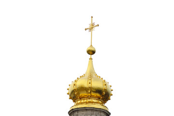 Obraz premium Golden dome of church over white
