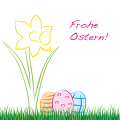 narzisse mit ostereiern