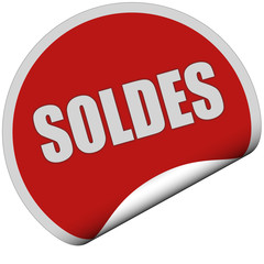Sticker rot rund curl unten SOLDES