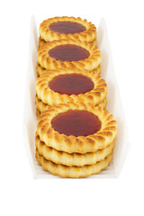 A package of fruit jelly cookies isolated on white
