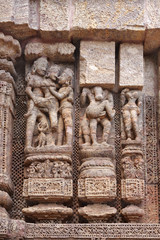Beautiful erotic stone sculptures at Konark Sun Temple