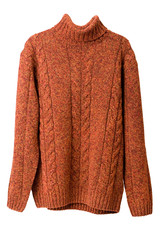 Orange sweater, isolated on a white background.