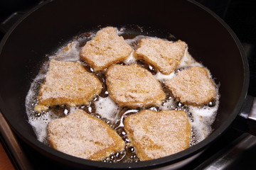 Soy Meat being fried
