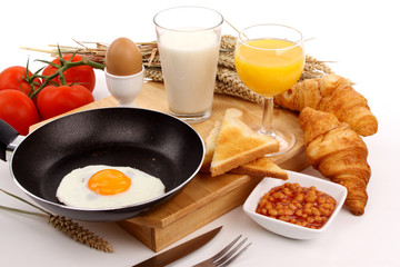 Breakfast on a white background