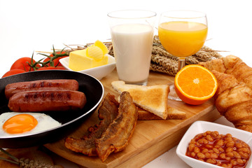 Breakfast on a white background