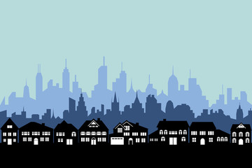 Suburbs and urban city
