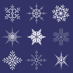 Fototapeta na wymiar Various shapes of snowflakes