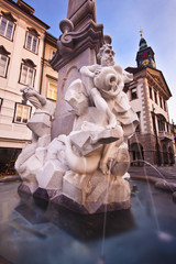 Ljubljana's city hall fountain