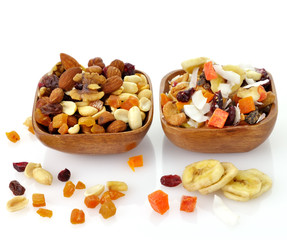 mixed dried fruit, nuts and seeds