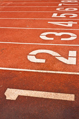 Running Track With Numbered Lanes