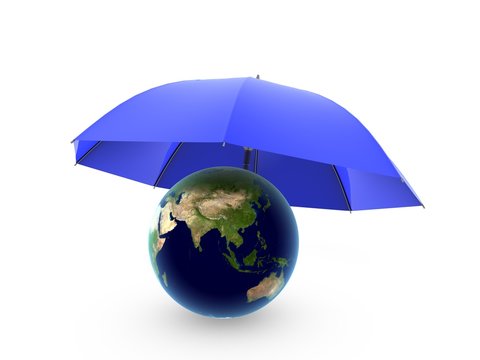 globe under umbrella