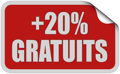 Sticker rot eckig curl oben +20% GRATUITS