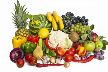 Naklejka na ściany i meble The group of fruits and vegetables