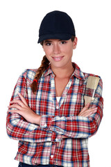 craftswoman painter posing