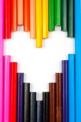 Concept of love shaped with pencils