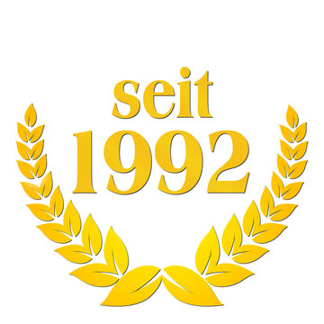 seit 1992 jubil&auml;um lorbeerkranz lorbeer gold