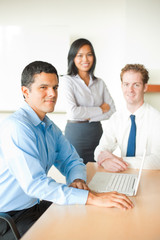 Obraz premium Latino Man Leading Business Meeting