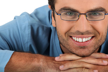 Cheerful man wearing eyeglasses