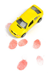 Toy car and finger print