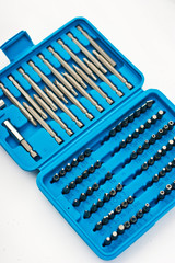 the set of heads for screwdriver isolated on white