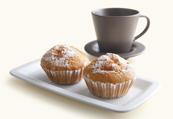 Two cakes with tea