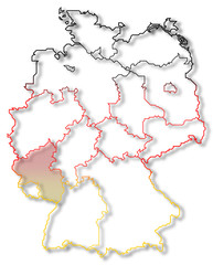 Map of Germany, Rhineland-Palatinate highlighted