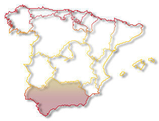 Map of Spain, Andalusia highlighted