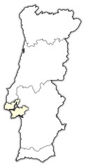 Map of Portugal, Lisboa Region highlighted