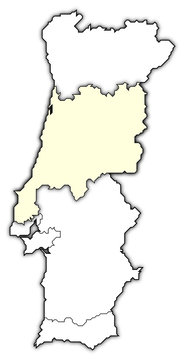 Map of Portugal, Centro Region highlighted