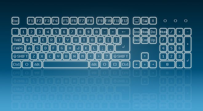 Glowing touch screen keyboard