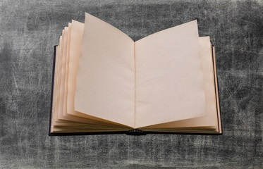 Blank book on chalkboard