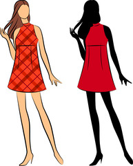 Vintage silhouette of girl.