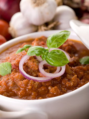 ragout sauce on bowl