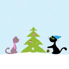 Christmas card with cats
