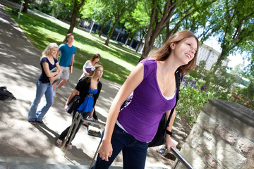 Fototapeta premium Students going to college