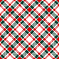 Seamless Pattern Xmas Check Red/Green/White Diagonal © Jan Engel