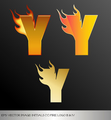 eps Vector image: initials (y)  metallic fire logo Ⅴ