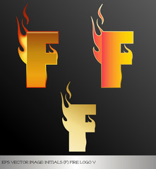 eps Vector image: initials (f)  metallic fire logo Ⅴ