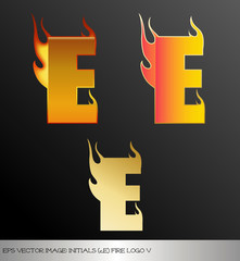 eps Vector image: initials (e)  metallic fire logo Ⅴ