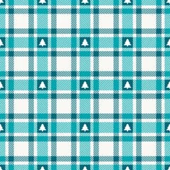 Seamless Pattern Check Christmas Tree Turquoise © Jan Engel