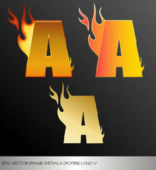 eps Vector image: initials (a)  metallic fire logo Ⅴ