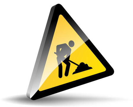 TRIANGLE CONSTRUCTION SITE SIGN (road traffic signpost caution)
