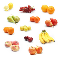 Fruit collection on white background