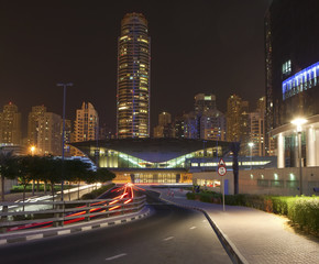 Naklejka na ściany i meble Miasto Dubai w nocy