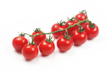 Cherry tomatoes on white background