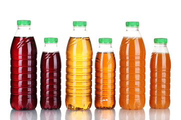Bottles with juice isolated on white