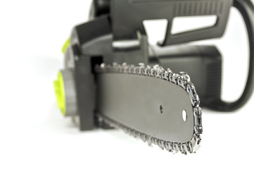 Chainsaw close up.
