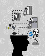thief thinking head vector