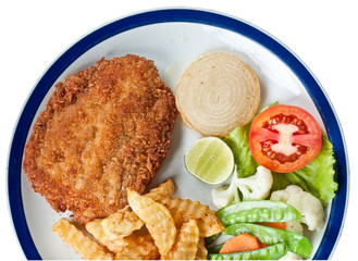 fried fish steak isolated