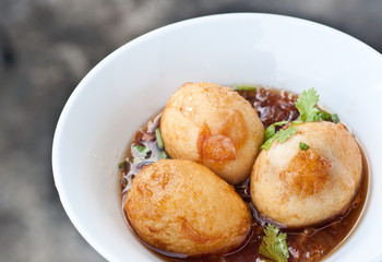 boiled egg fried with tamarind sauce